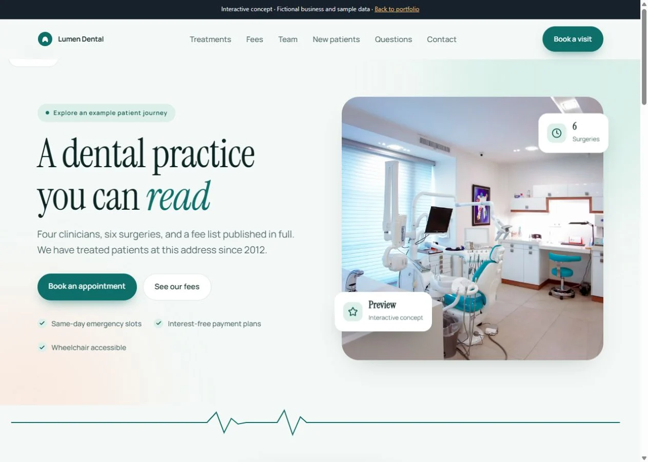 Lumen Dental website preview
