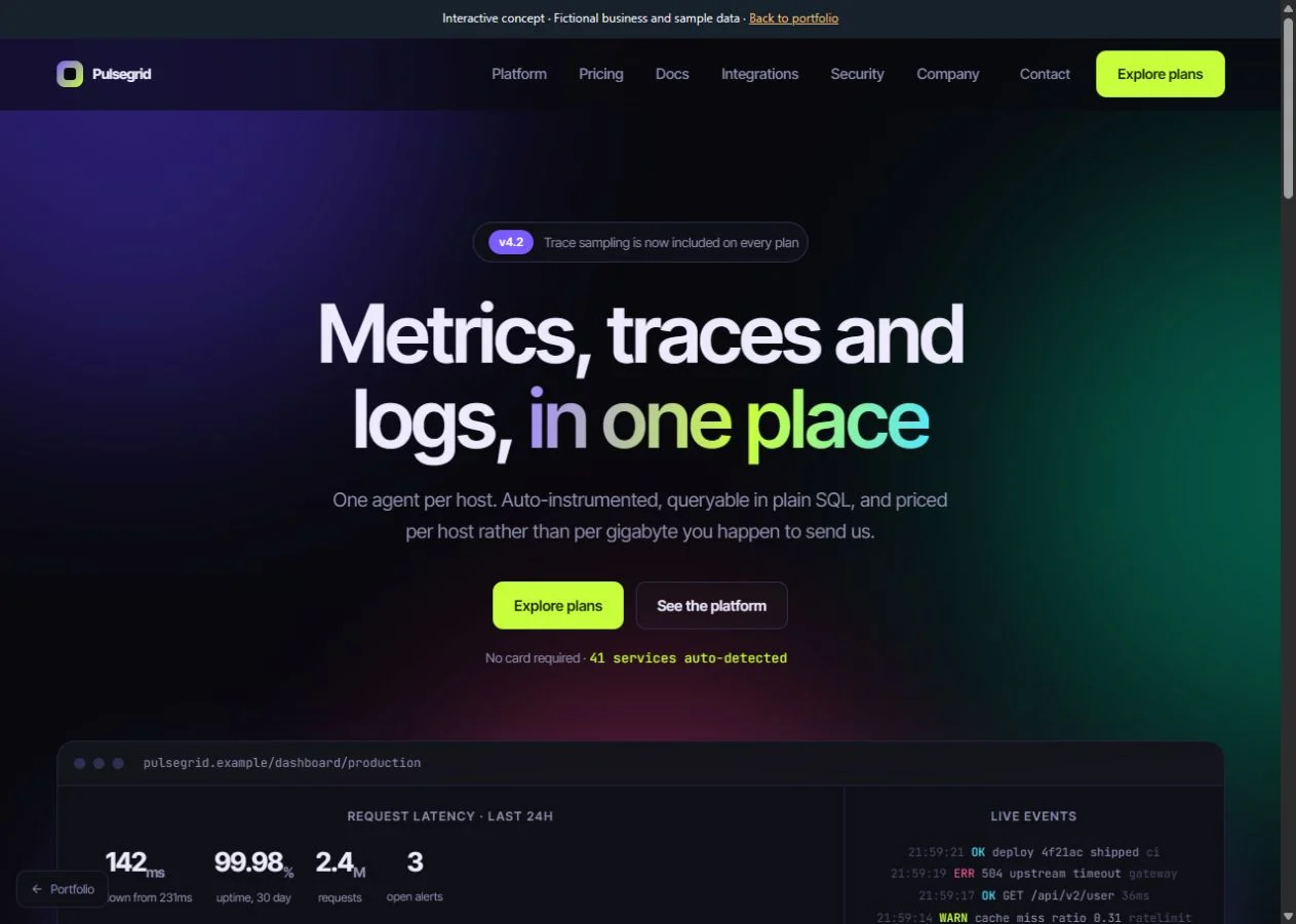 Pulsegrid website preview